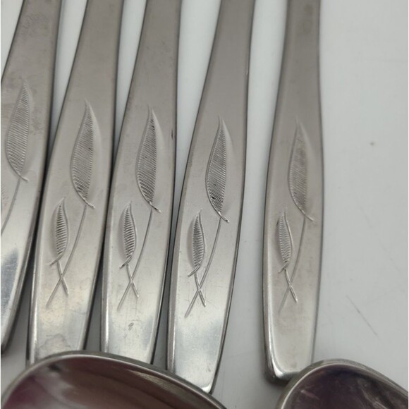 Lot 40 Pieces WHISPERING LEAVES Rogers Cutlas Stainless Steel Flatware USA - Picture 8 of 10